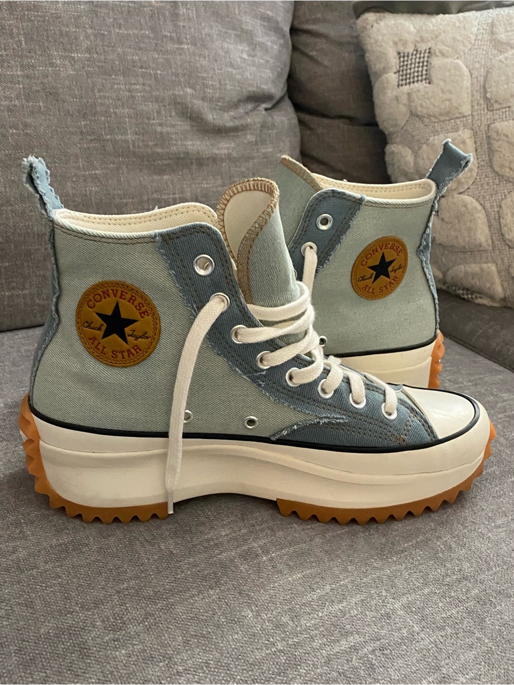 Converse High Top Platform Sneakers in Light Blue and White Women’s Size 10
